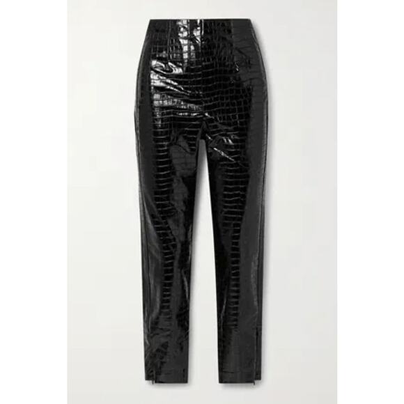 ROTATE BIRGER CHRISTENSEN Jeanine Croc-Effect Vegan Leather Skinny Pants Size 2 - Picture 4 of 9